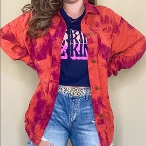 Oversized Corduroy Tie-Dye Button Up